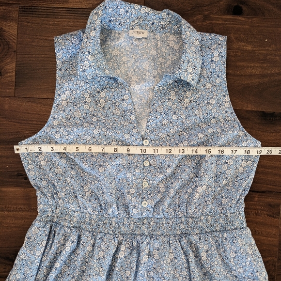 J. Crew Sleeveless Blue Floral Shirred-Waist Midi Dress - Picture 7 of 8